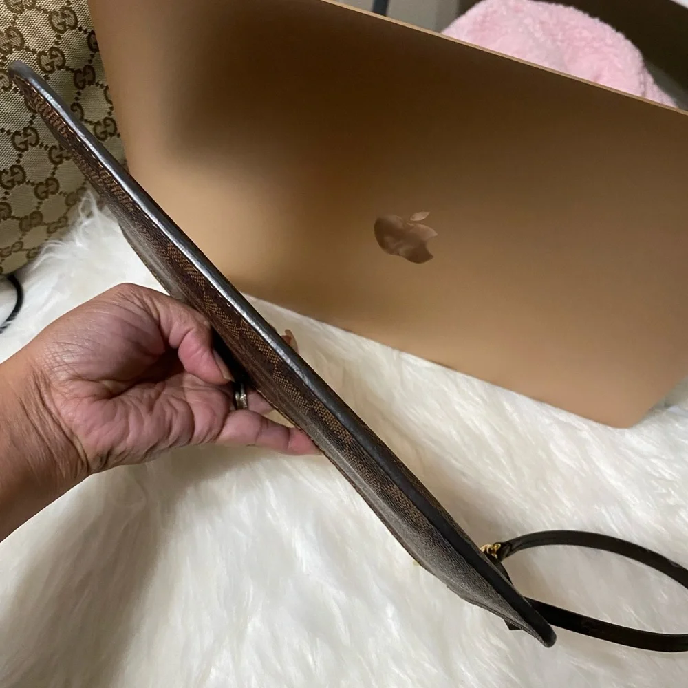Louis Vuitton Brown Damier Ebene Wristlet Clutch